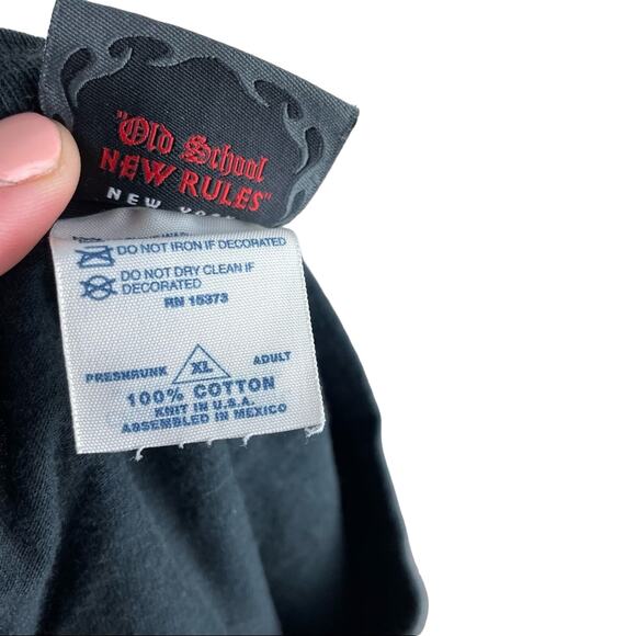 Vintage Orange County Choppers Flame Graphic Black Cropped Biker Tee Shirt XL - Picture 7 of 7